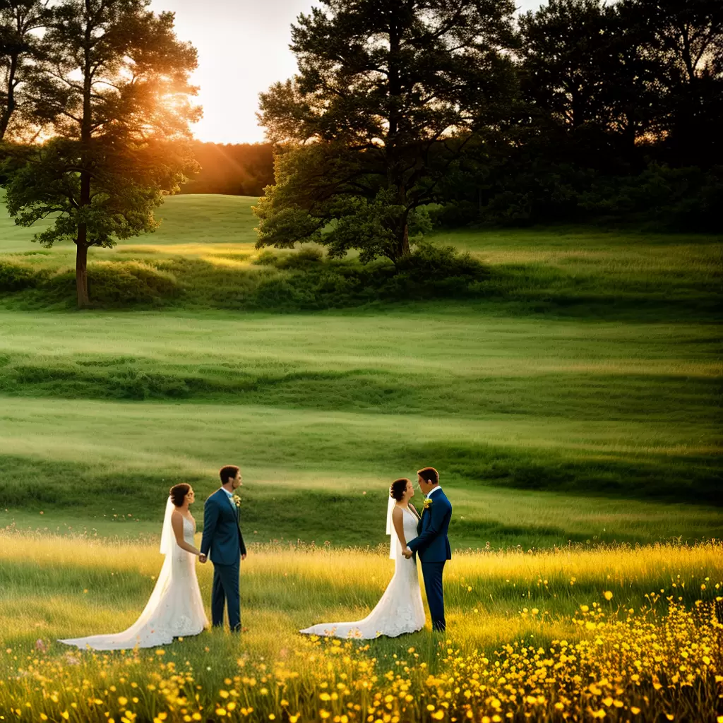 Fotos casamento campo por do sol noivos
