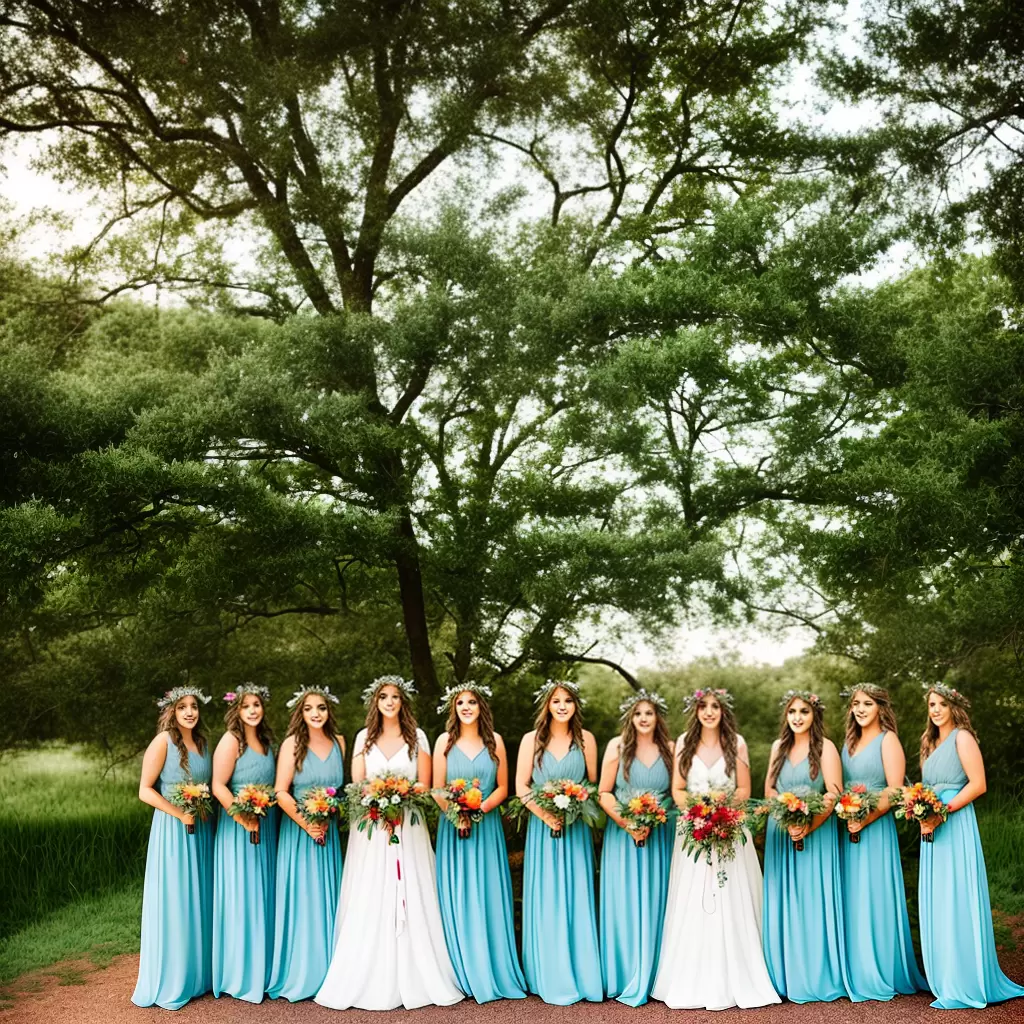 Fotos casamento boho noiva damas flores