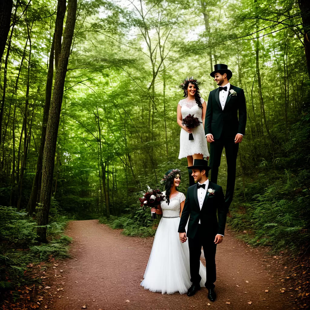Fotos casal alternativo floresta vestido preto noivo burgundy chapeu Fotos casal alternativo floresta vestido preto noivo burgundy chapeu