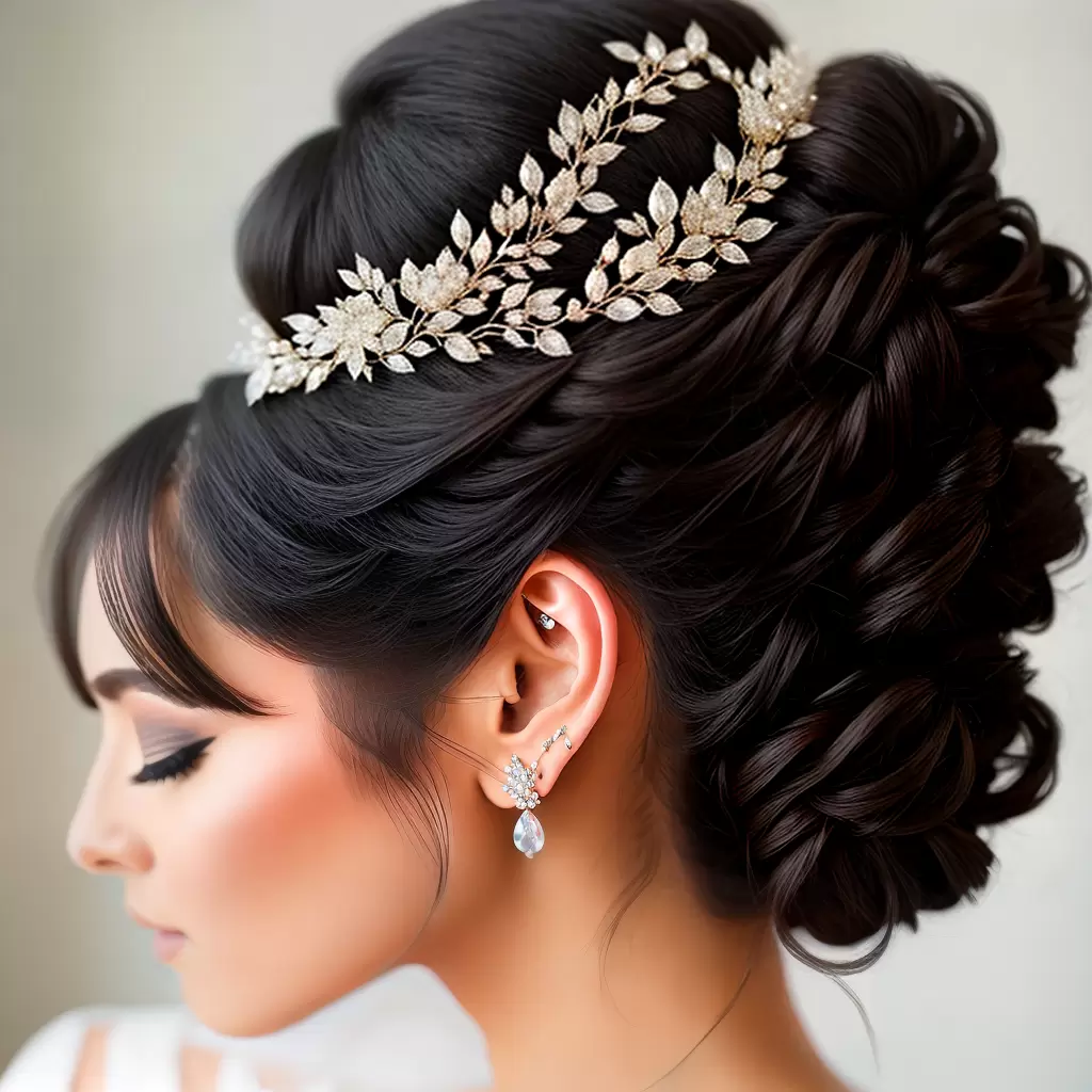 Fotos noiva cristais penteado veu