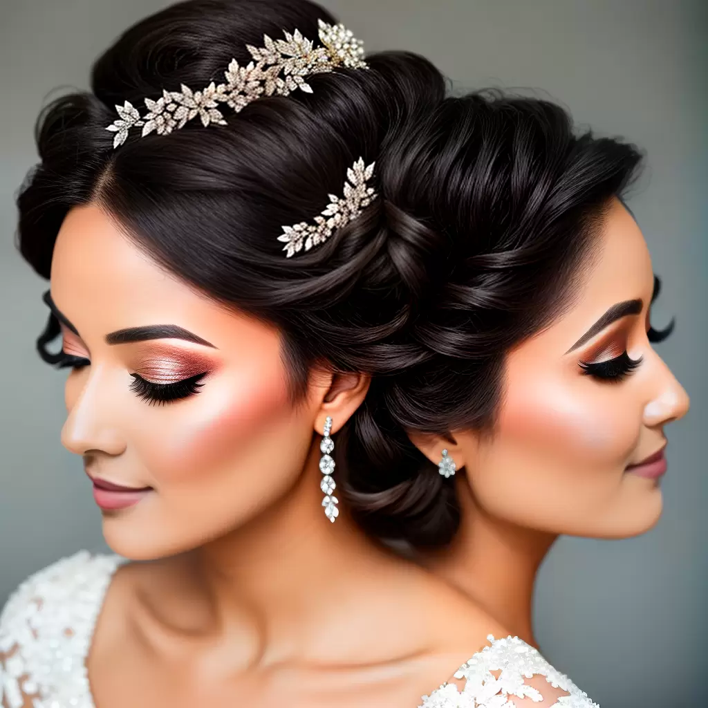 Fotos noiva cristais veu penteado glamour