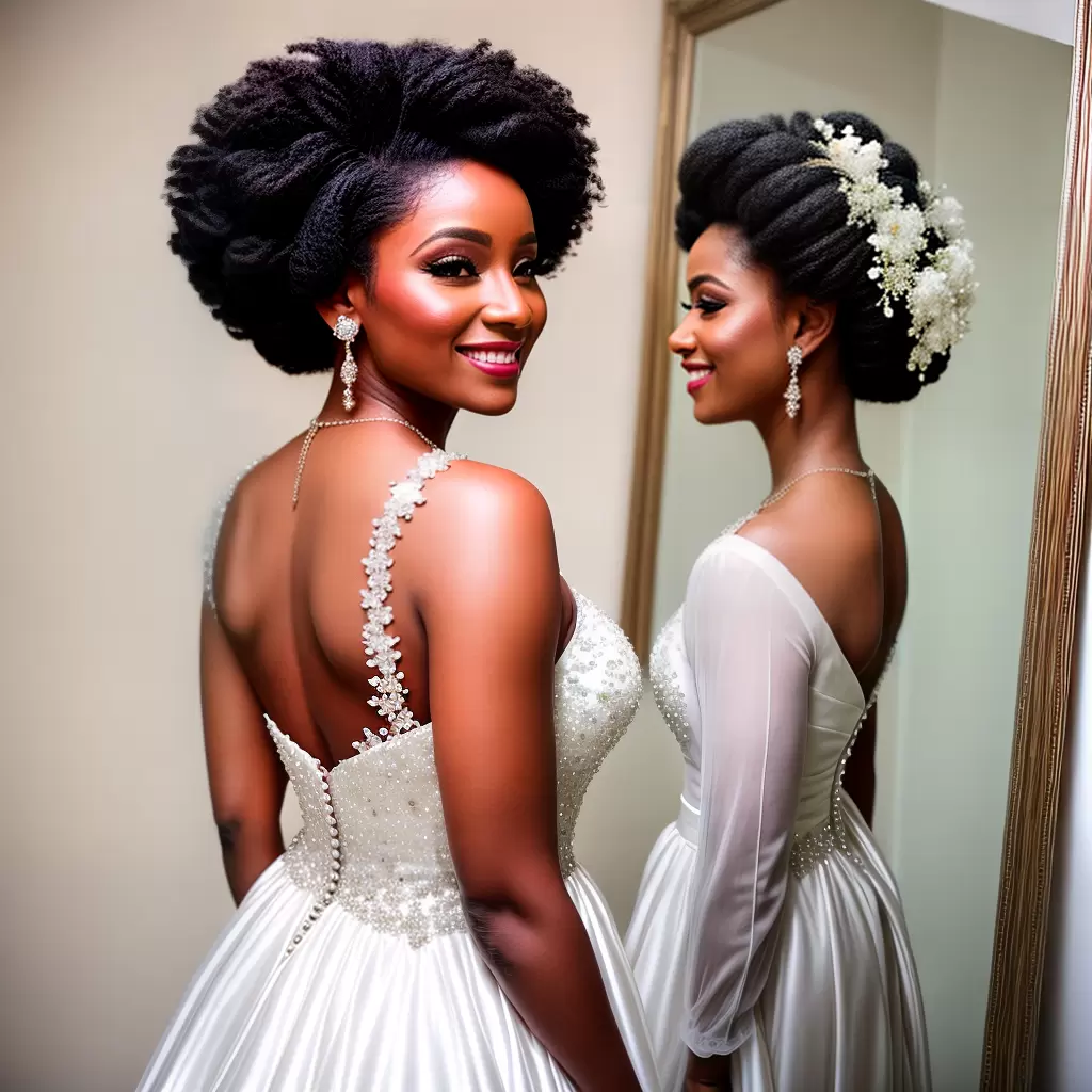 Fotos noiva sorriso afro penteado flor Fotos noiva sorriso afro penteado flor