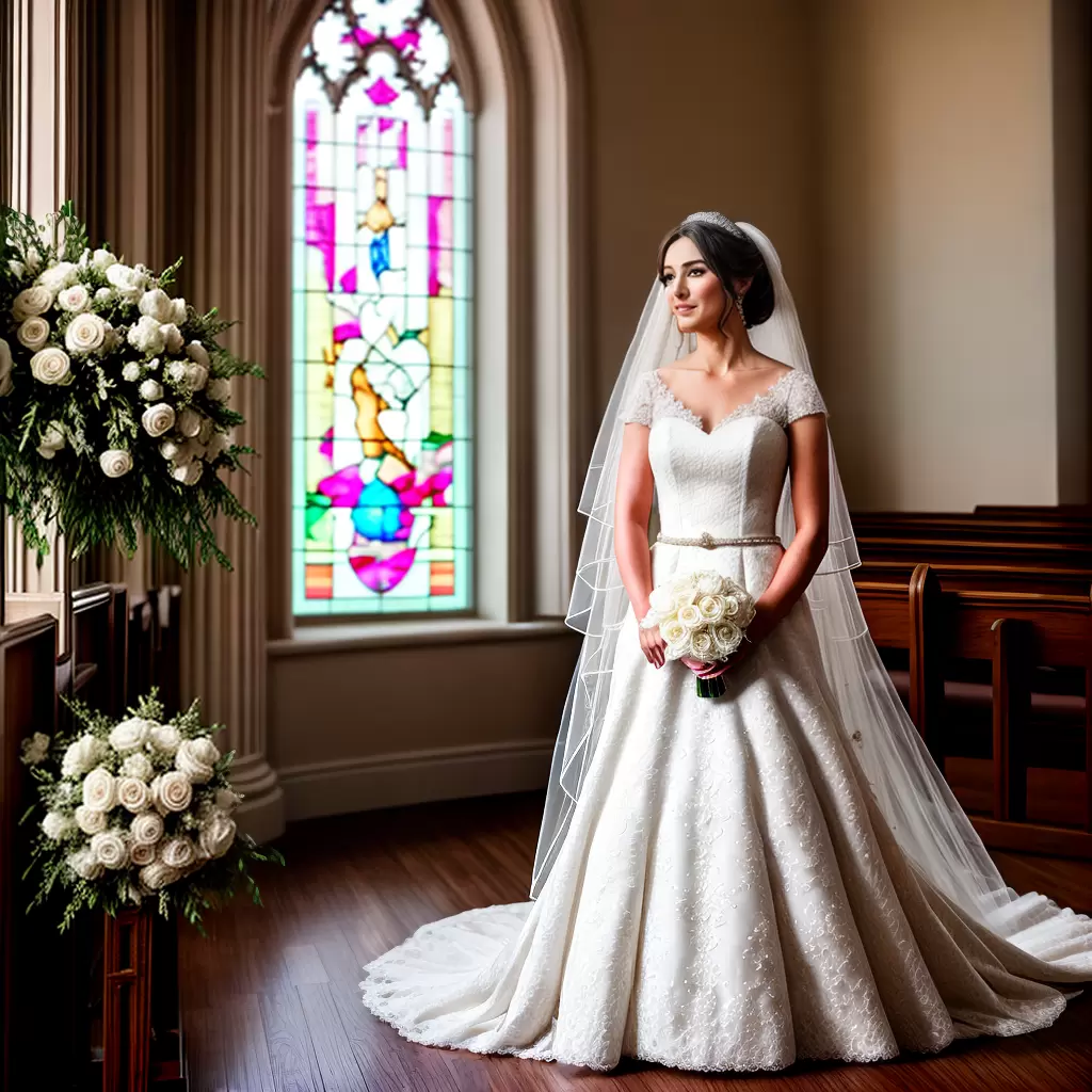 Fotos noiva vestido renda rosas igreja