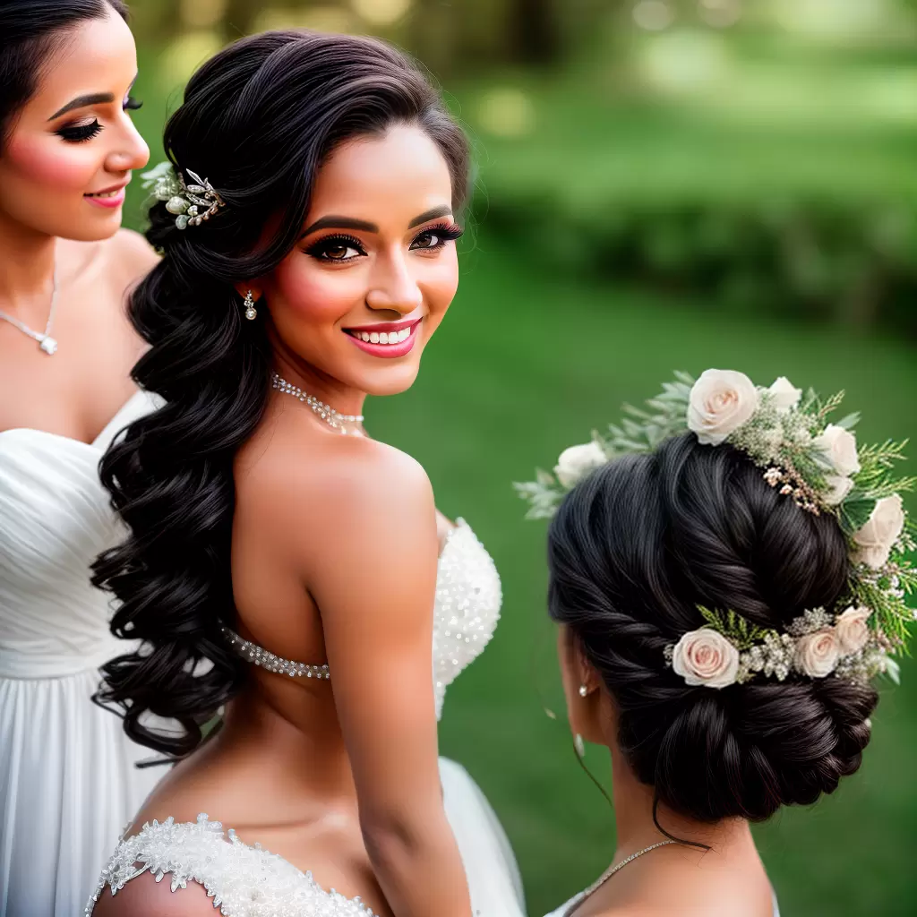 Fotos noiva sorriso penteado flor piercing