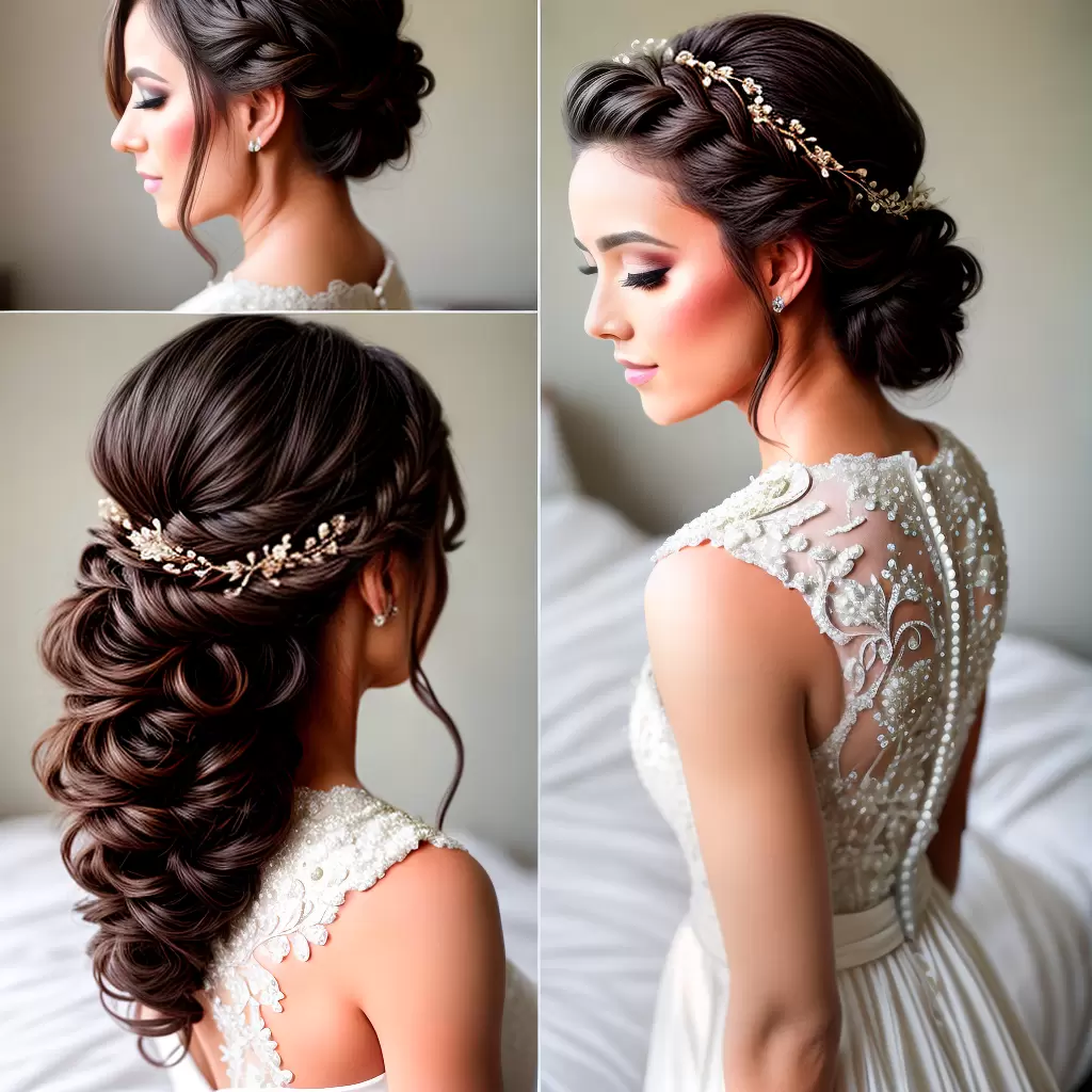 Fotos penteado noiva tranca flores