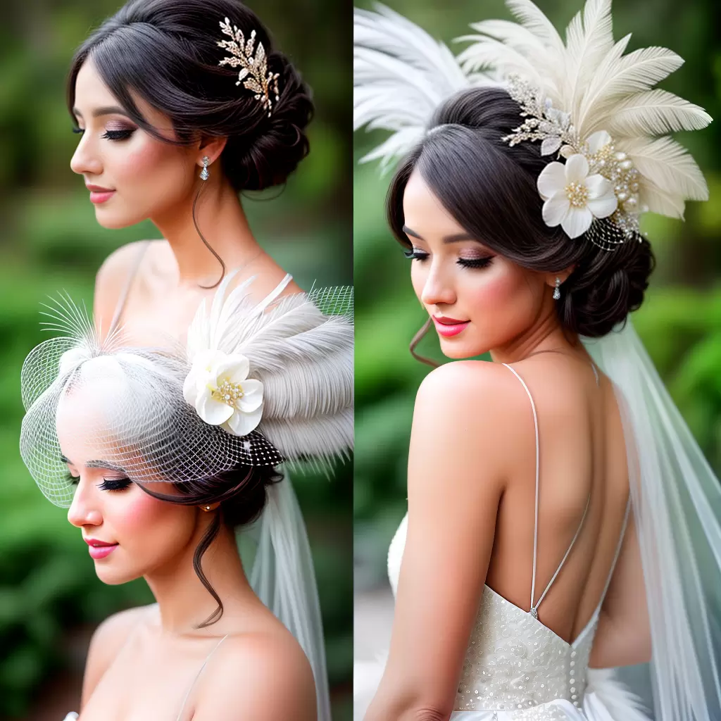 Fotos noiva plumas hollywood elegante