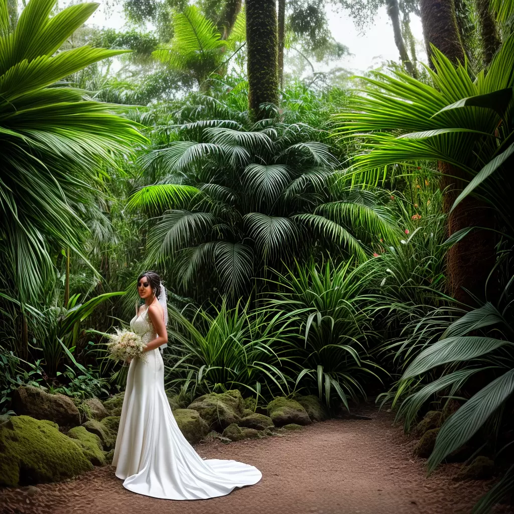 Fotos noiva jungle vestido ivory buque tropical