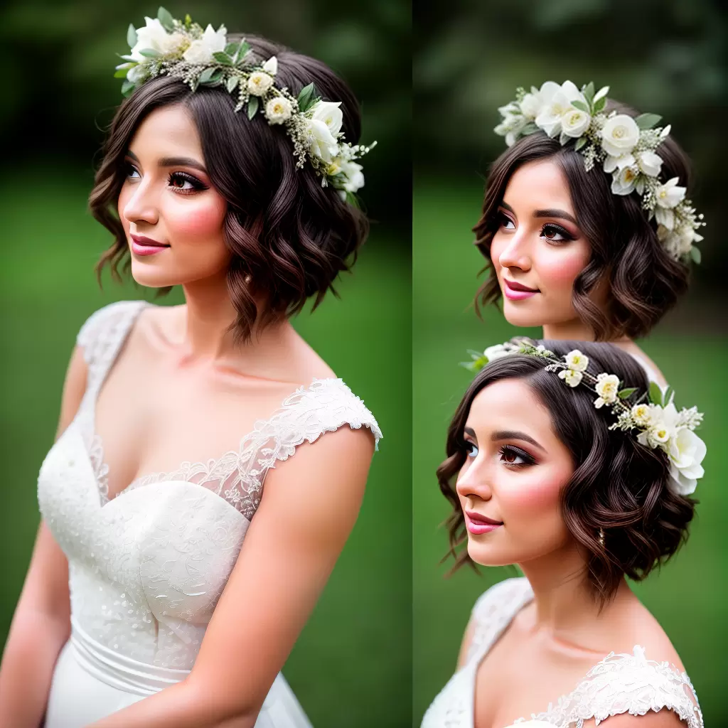 Fotos noiva cabelo curto coroa flores