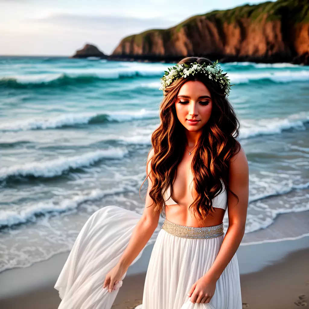 Fotos noiva praia cabelo flor vestido