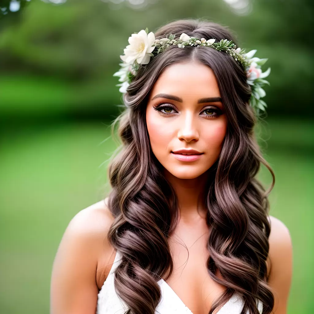 Fotos noiva boho cabelo solto coroa flor