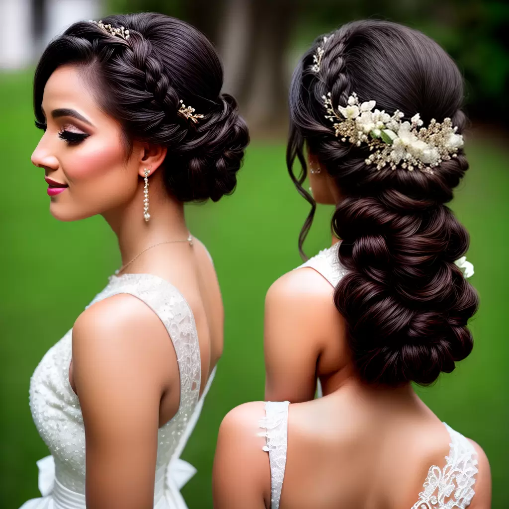 Fotos noiva cabelo updo flores elegante