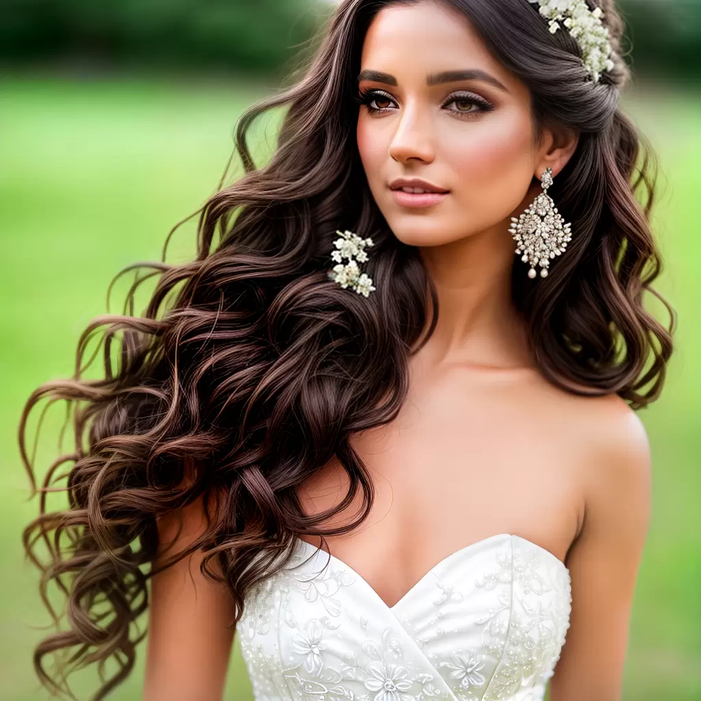 Fotos noiva cabelo ondas flores brincos Fotos noiva cabelo ondas flores brincos