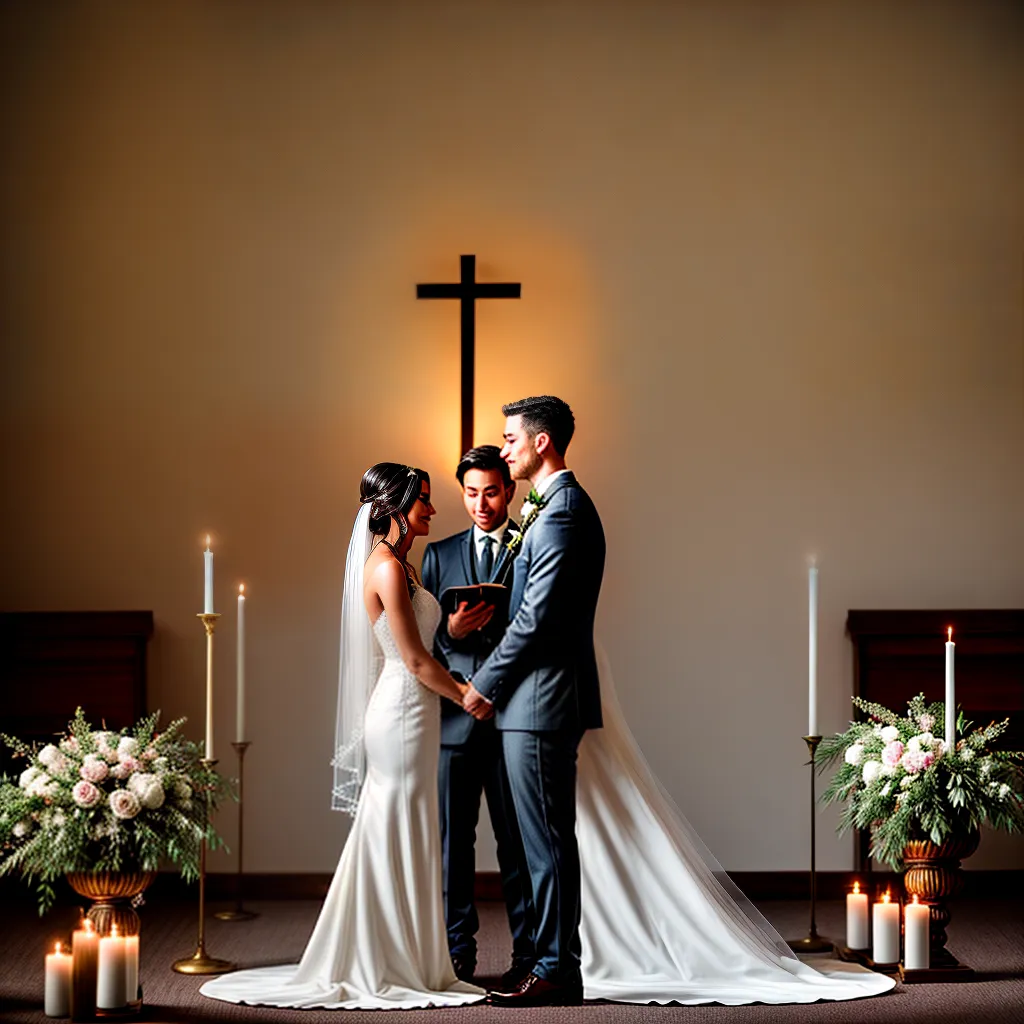 casamento no altar velas flores cruz
