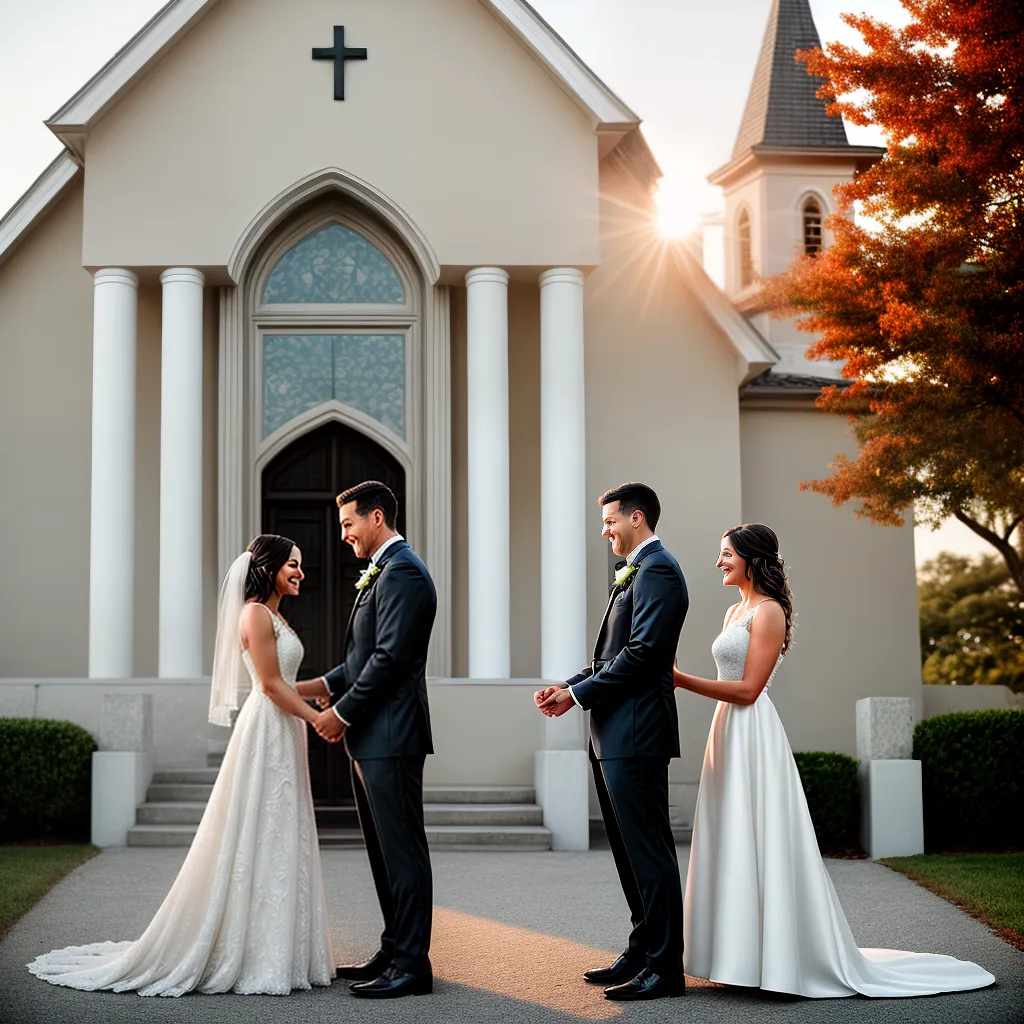 casal por do sol igreja cerimonia