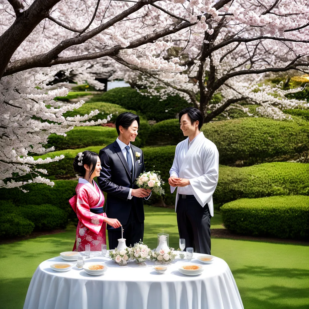 casamento japones noiva groom sake cerejeiras