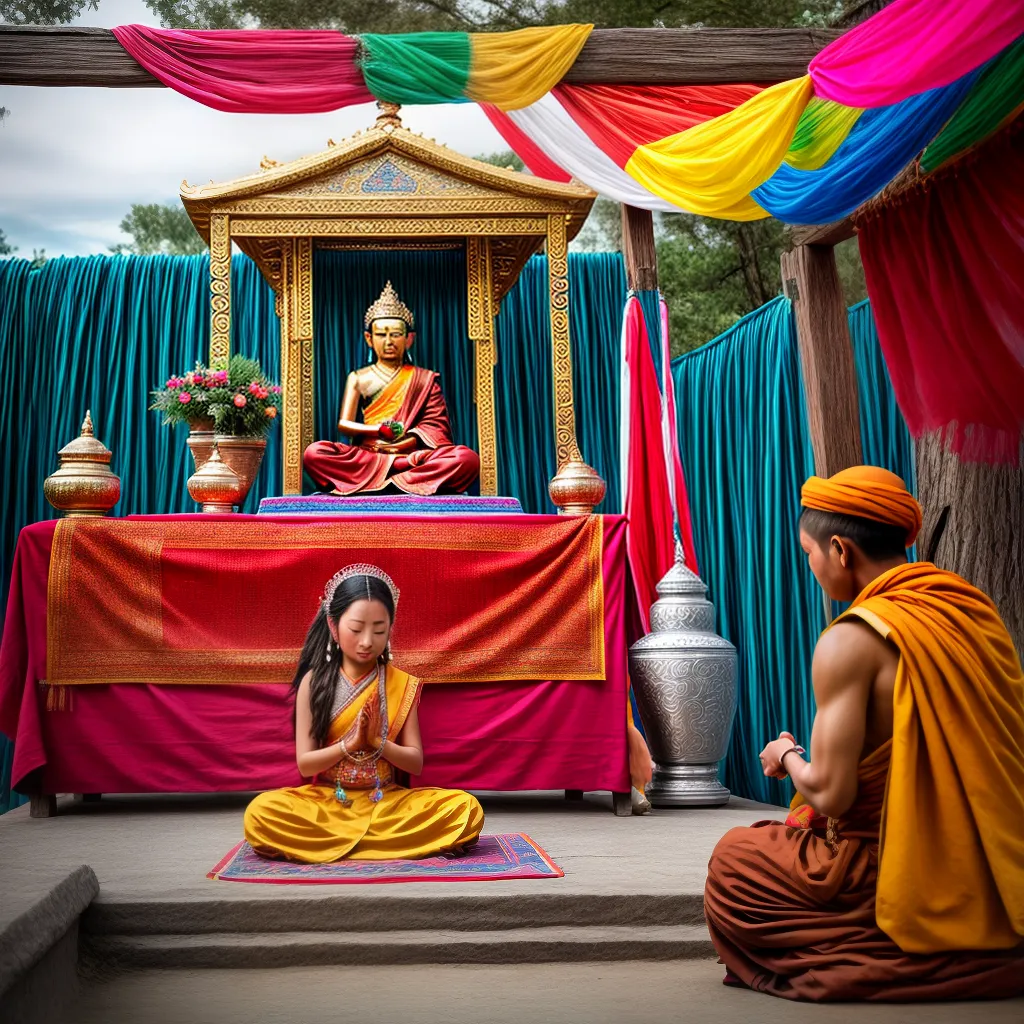 casamento budista tibetano noivos monge decoracao