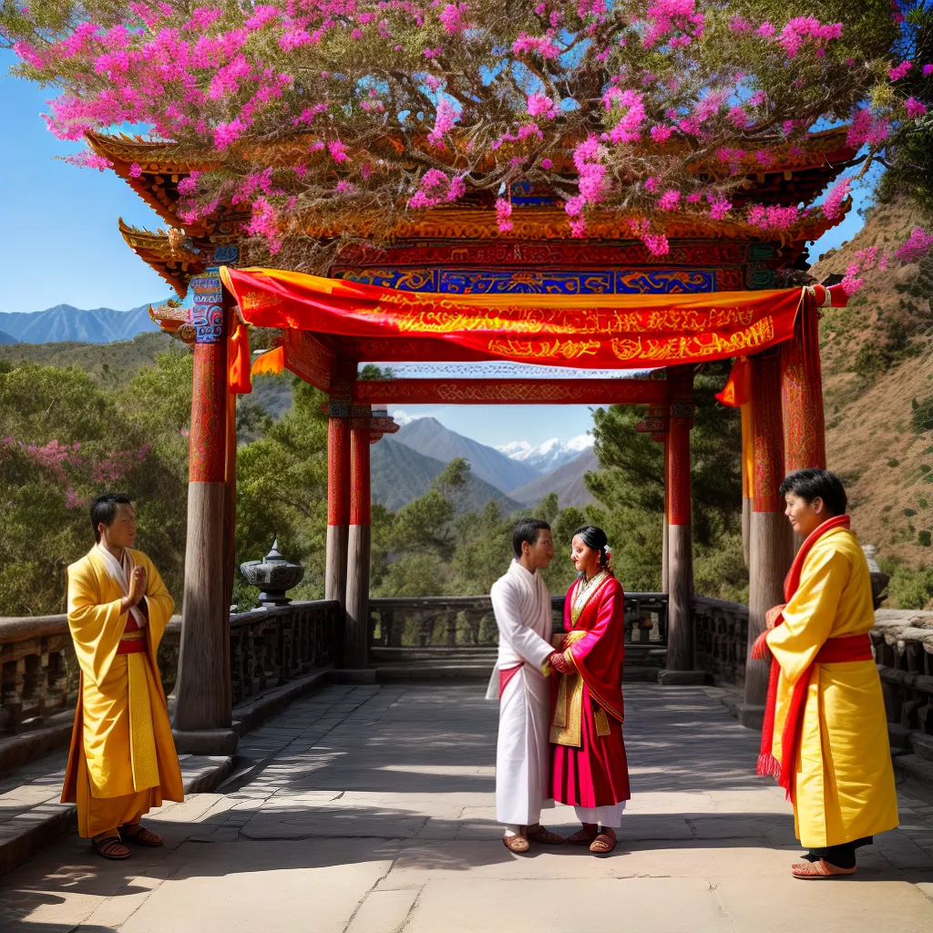 casal temple tibete cerimonia montanhas