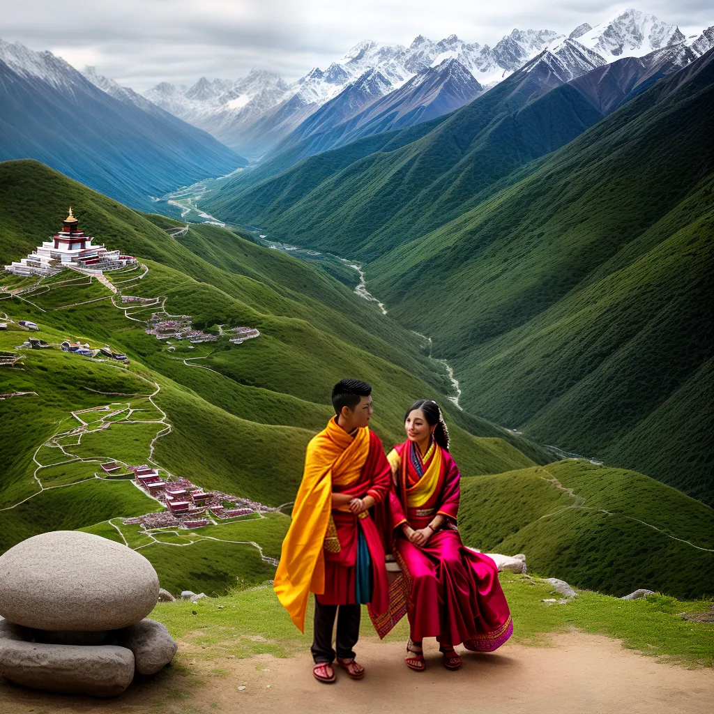 casamento tibetano altar montanhas