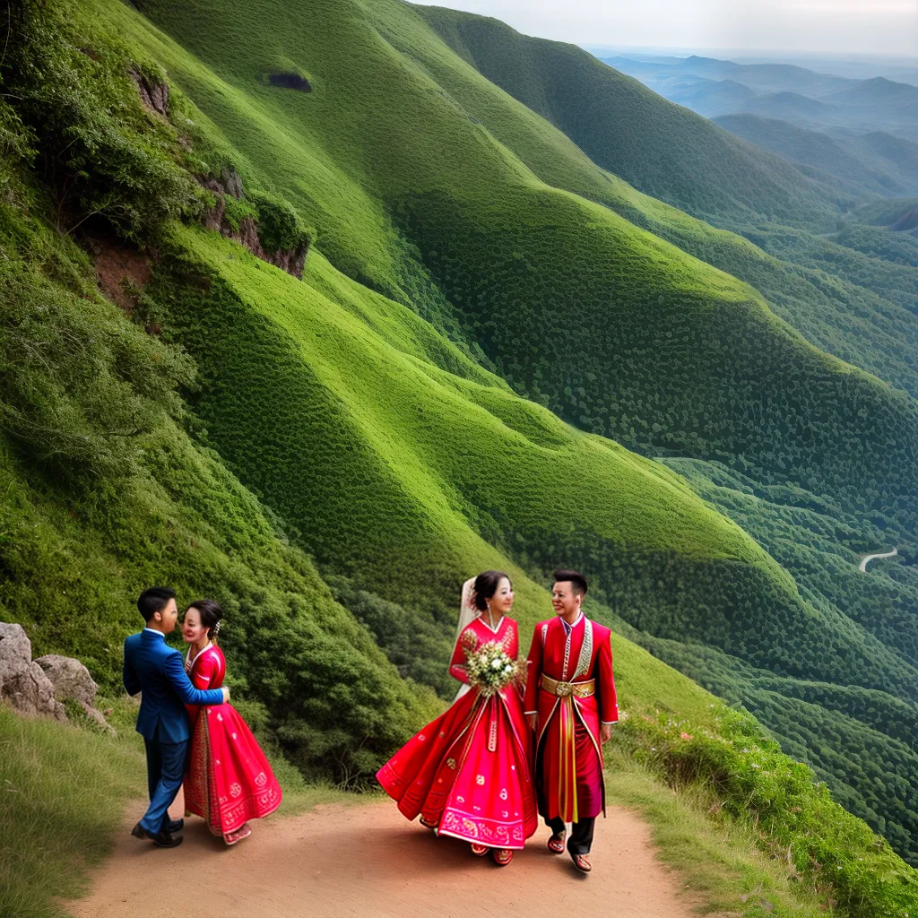 casamento hmong montanha cores