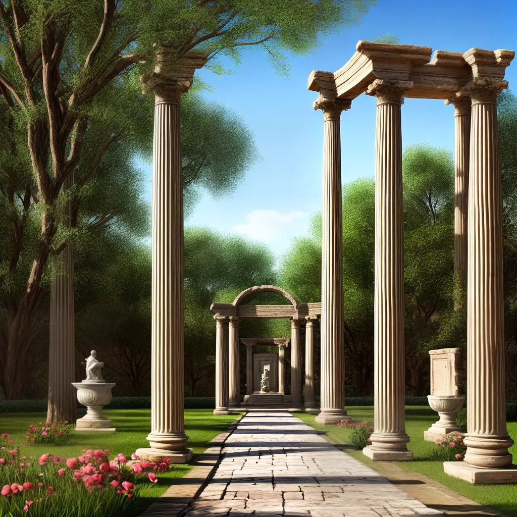 casamento romano jardim colunas flores