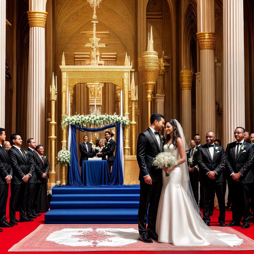 casamento egito noivos familia altar
