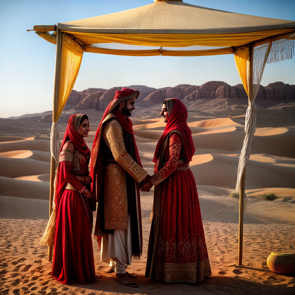 casal beduino deserto por do sol casamento
