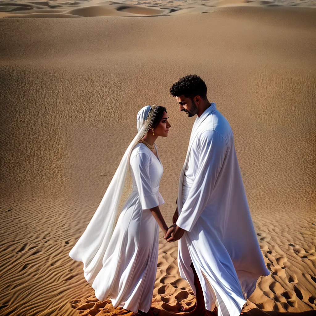 casal deserto vestimenta tradicional jornada