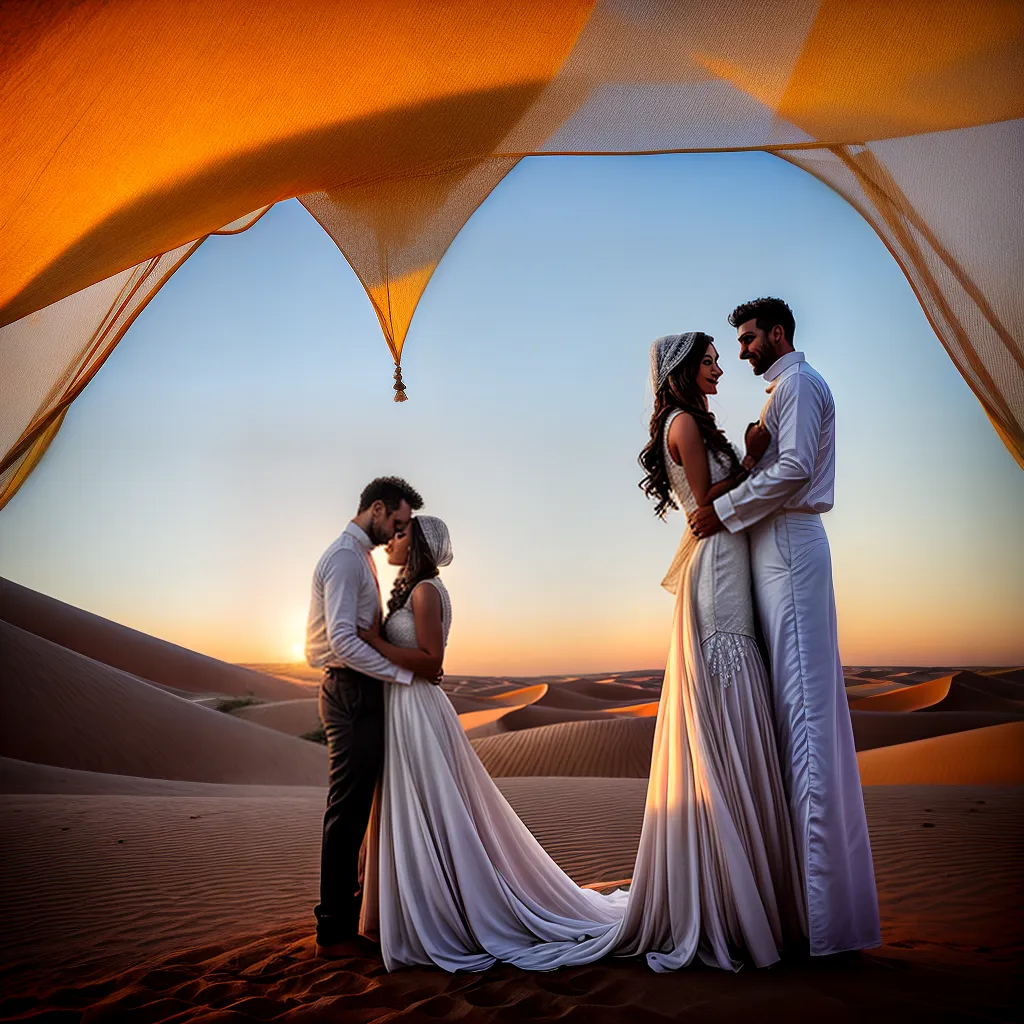 casal deserto vestimentas tradicionais camelos