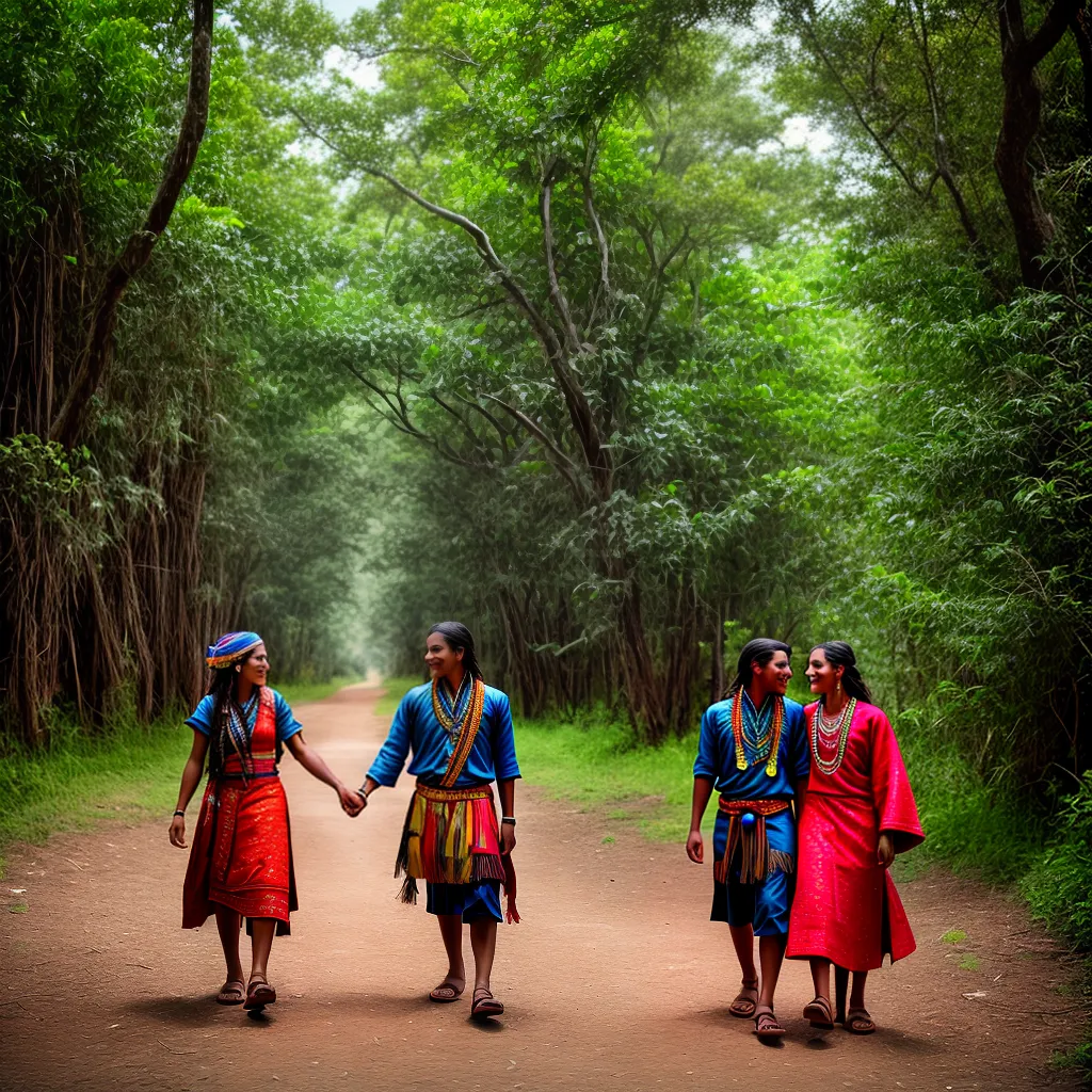 casal guarani sorriso vestimenta tradicional