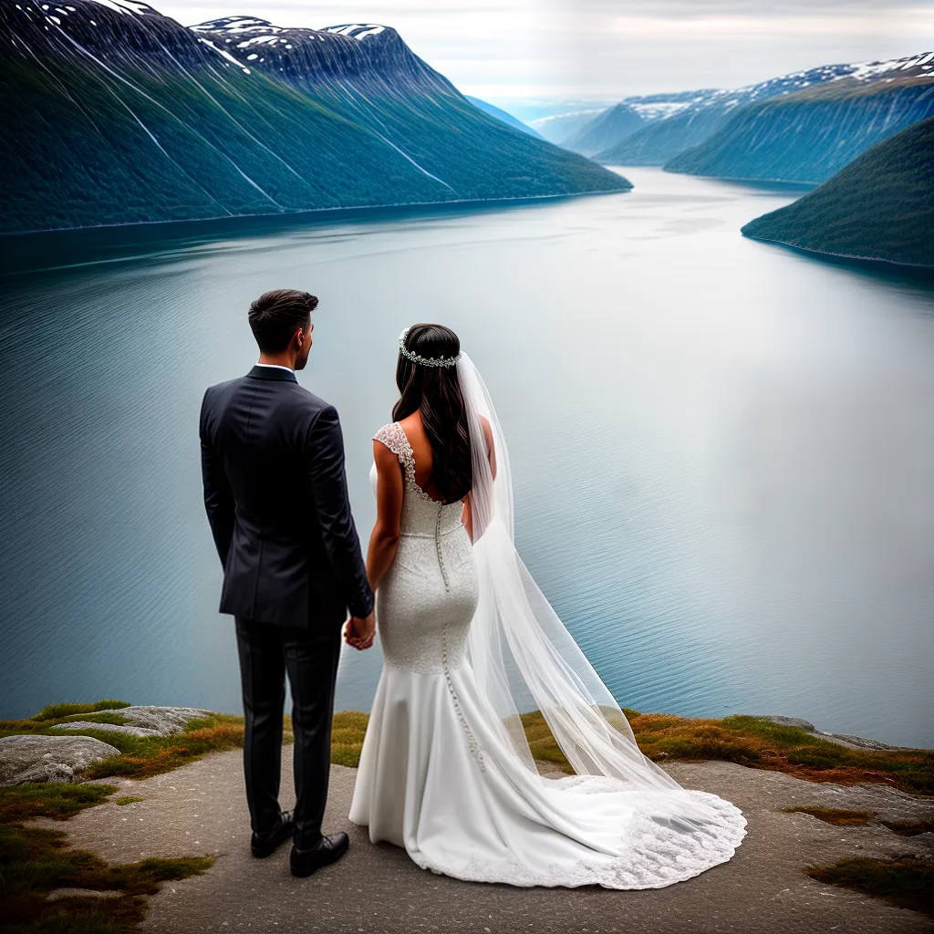 casal fiorde noruega vestimenta sol da meia noite casal fiorde noruega vestimenta sol da meia noite