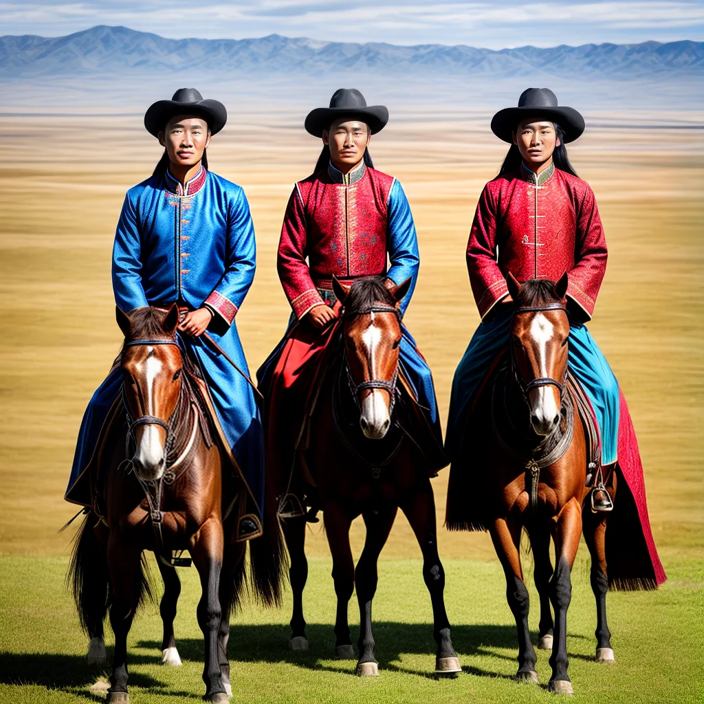 casal mongol trajes cavalo estepe yurt