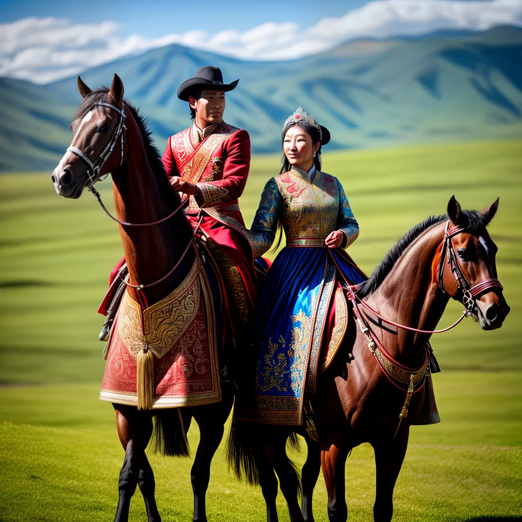 noivos mongolia cavalo cerimonia campo