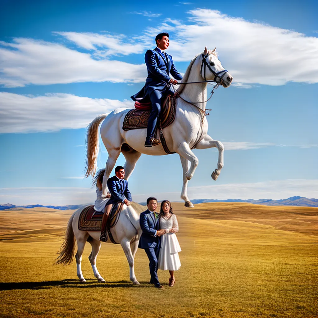 noiva cavalo branco casamento mongol