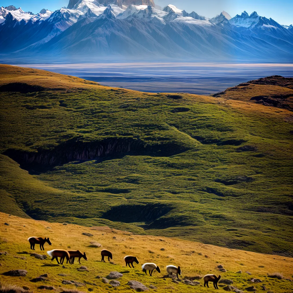 casal cliff patagonia andes guanacos
