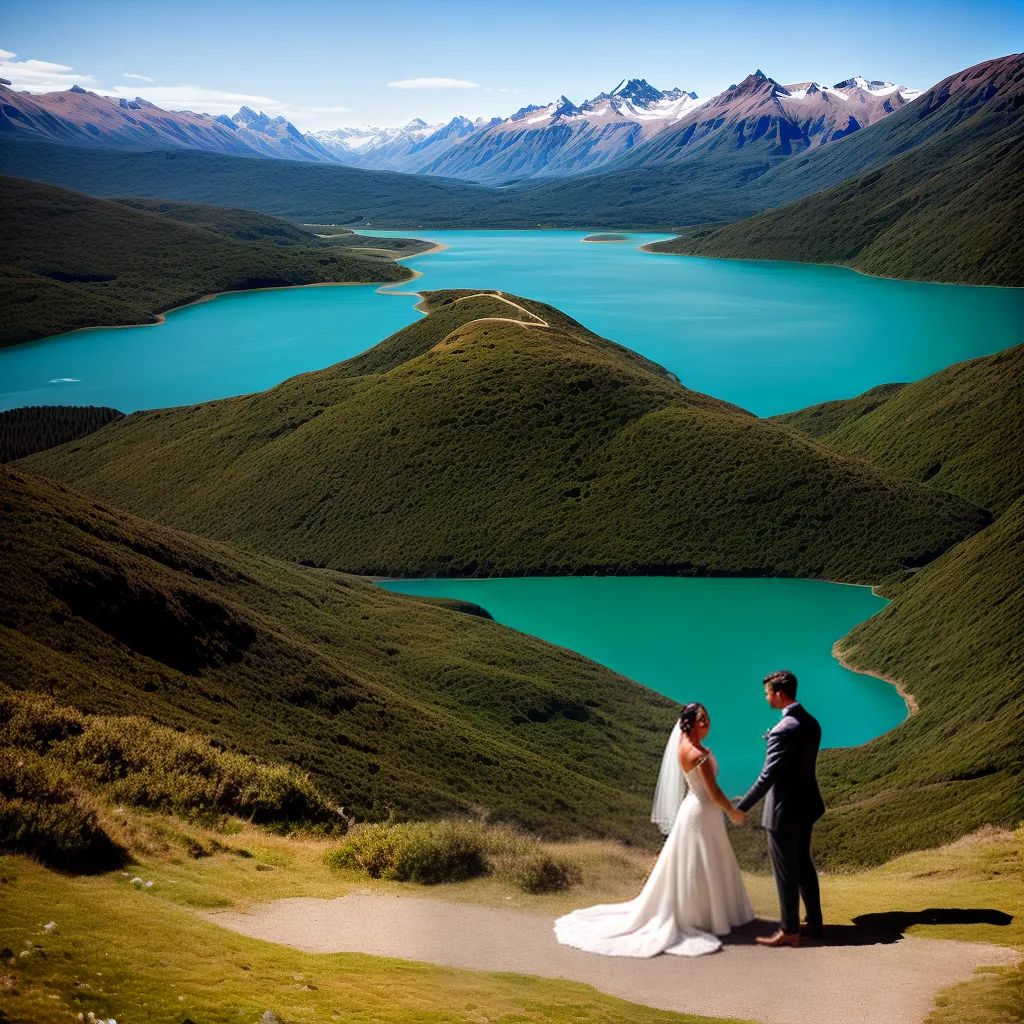 casal cerimonia patagonia montanhas lagos