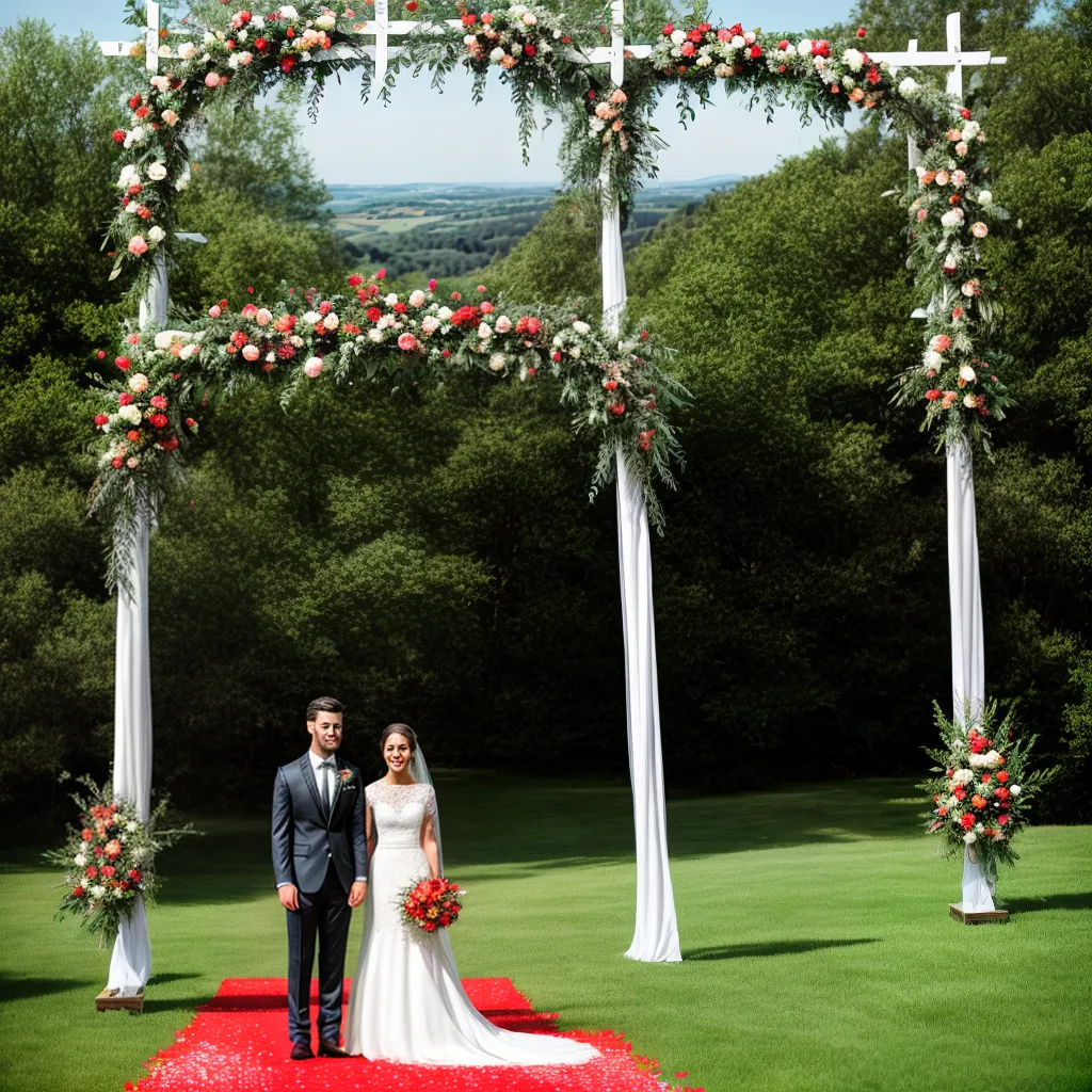 casamento arco madeira flores noivos cerimonia