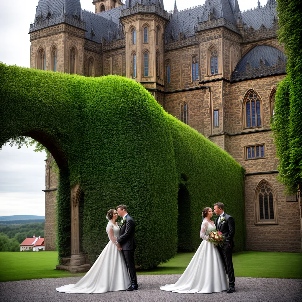 casamento castelo gotico noivos flores