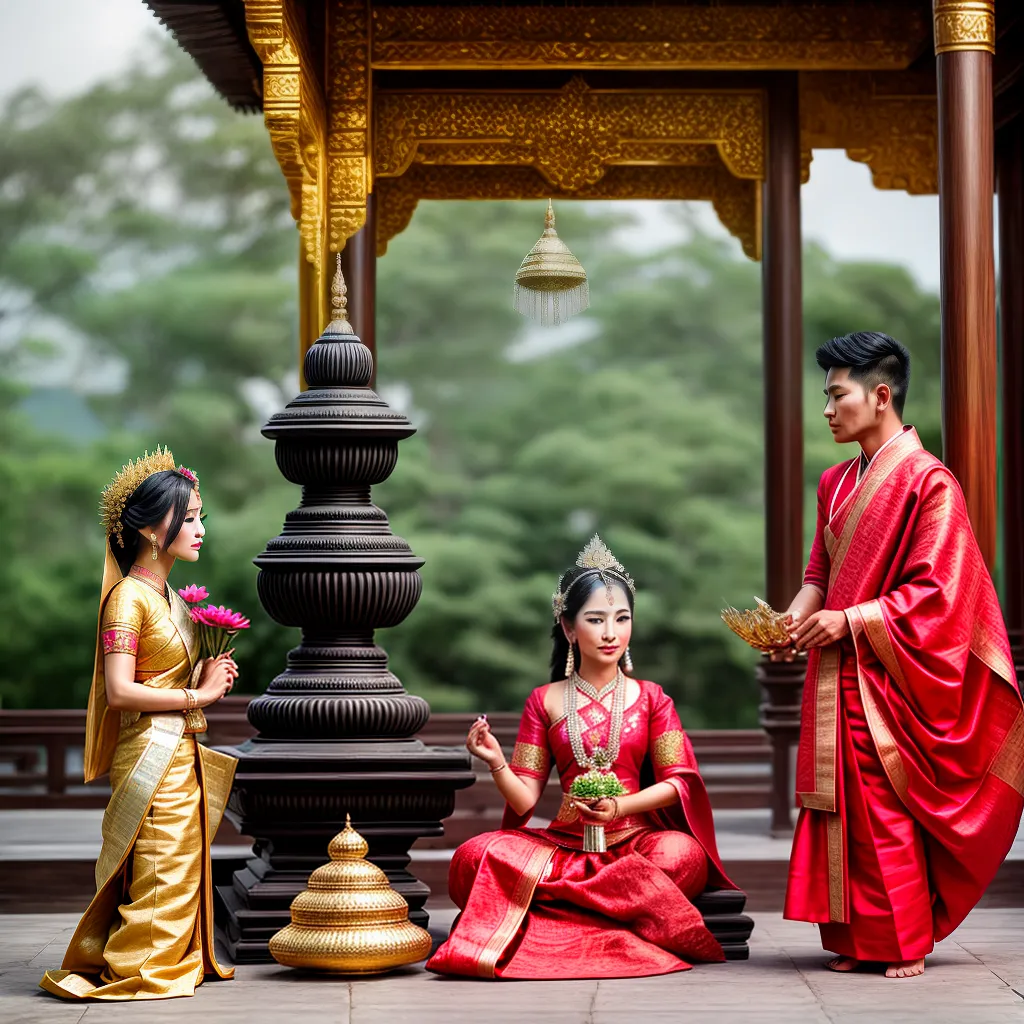 casamento tailandes tradicional templo lotus buda