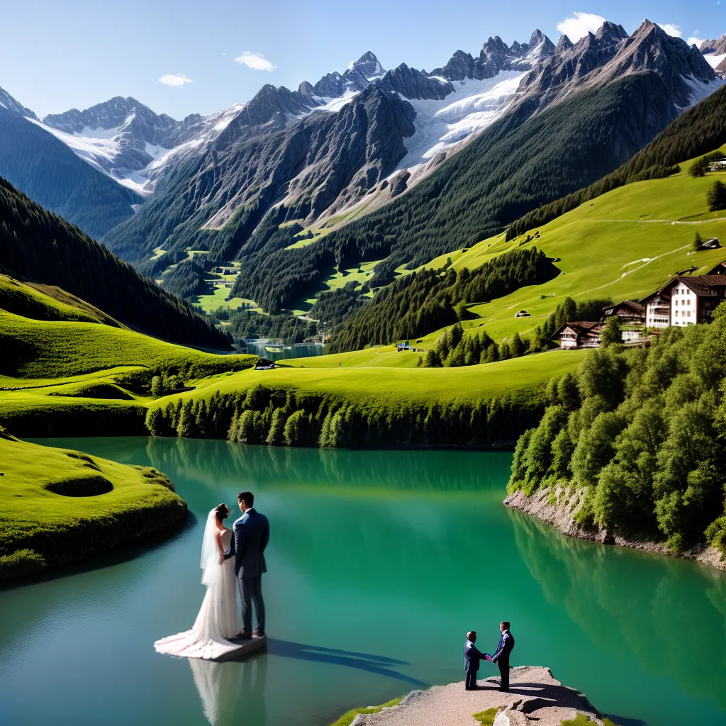 casal lago montanhas suica cerimonia