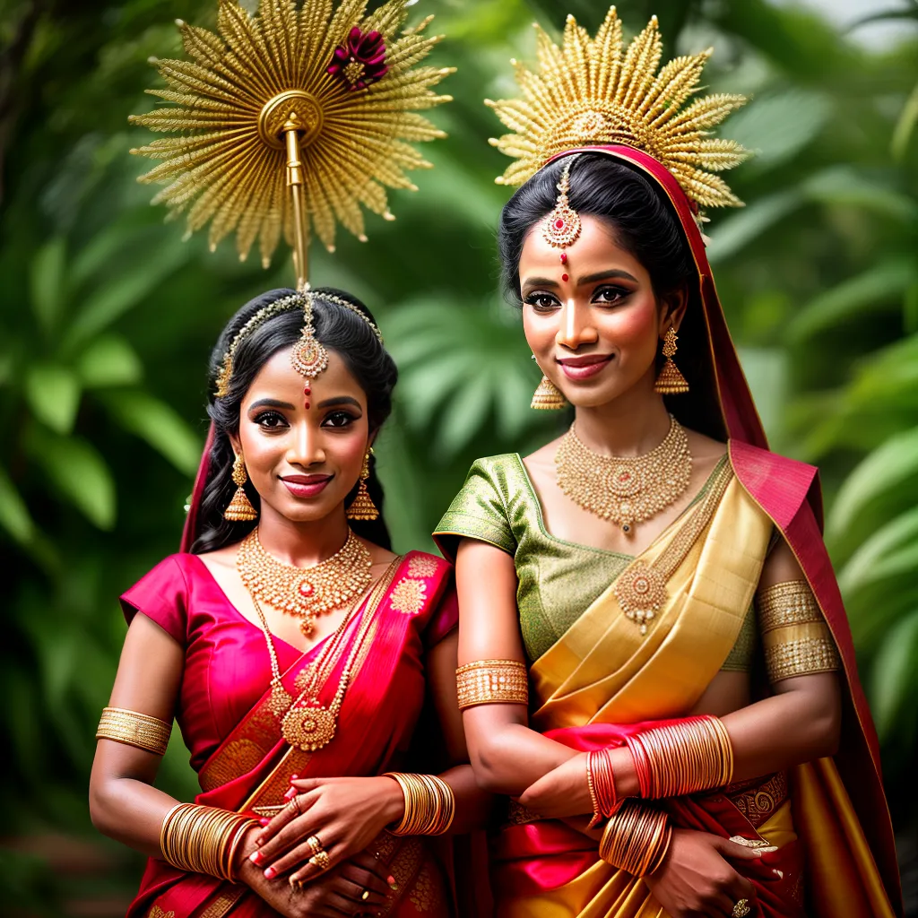 noiva kandyan tradicional joias floral fundo colorido