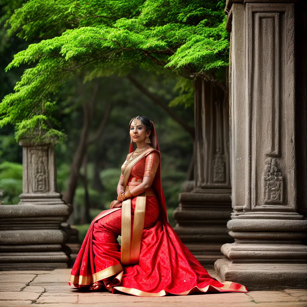 noiva kandyan ouro vermelho ruinas