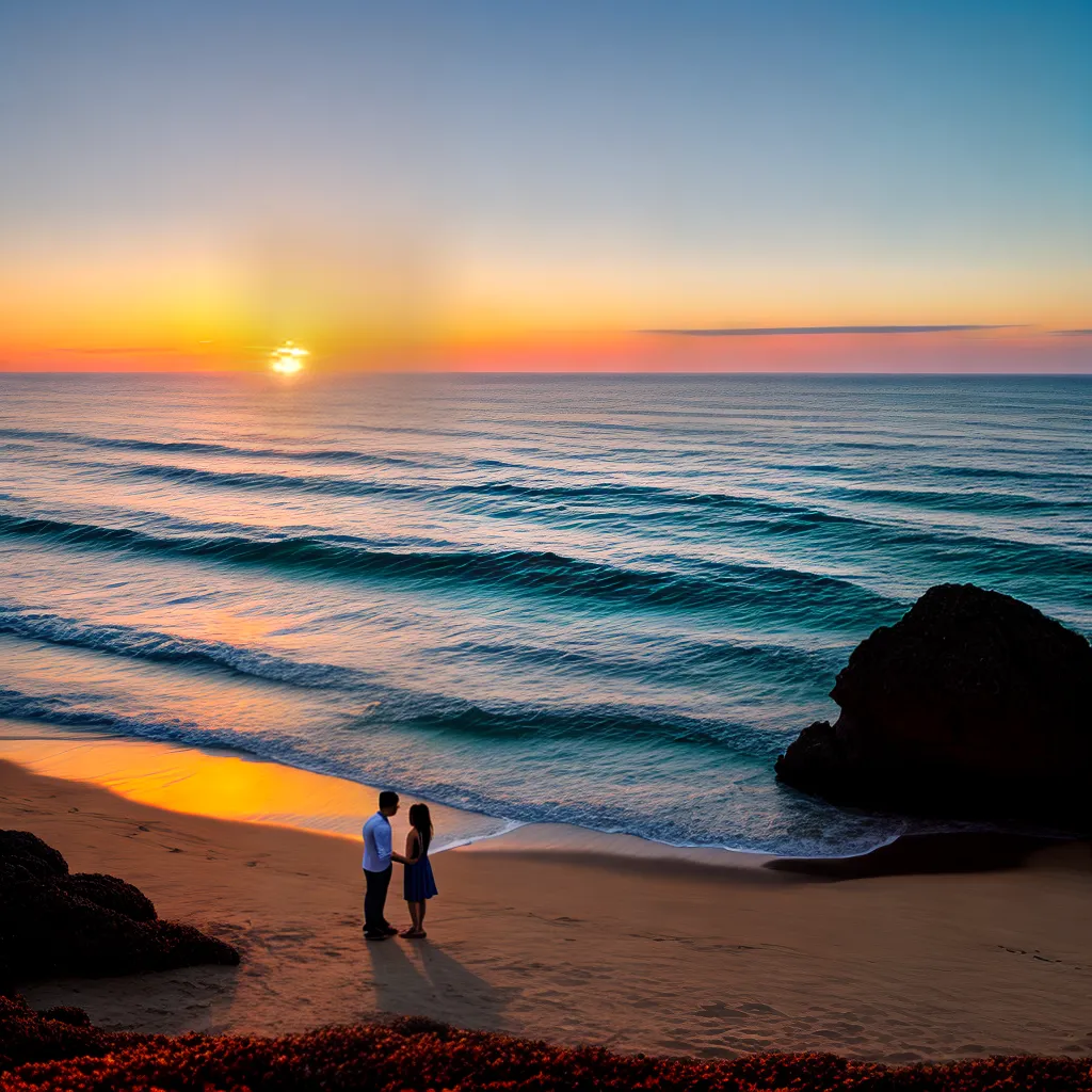 por do sol praia casal proposta casamento por do sol praia casal proposta casamento