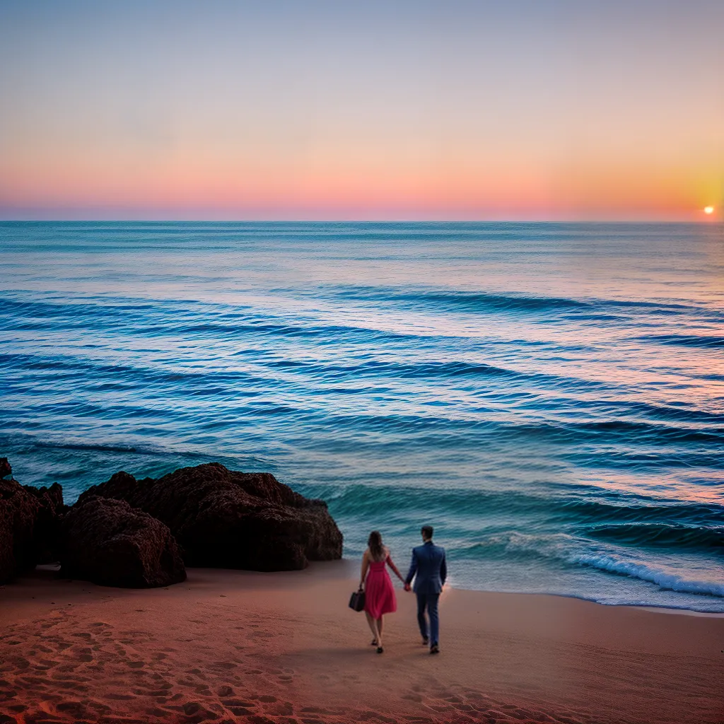 passeio romantico anoitecer casal proposta