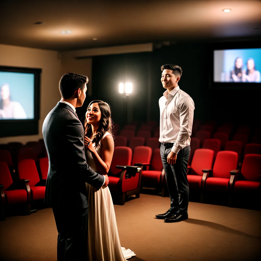casal troca votos cinema emocao