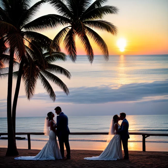 casamento praia por do sol altar