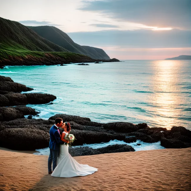 beijo apaixonado casamento praia por do sol beijo apaixonado casamento praia por do sol