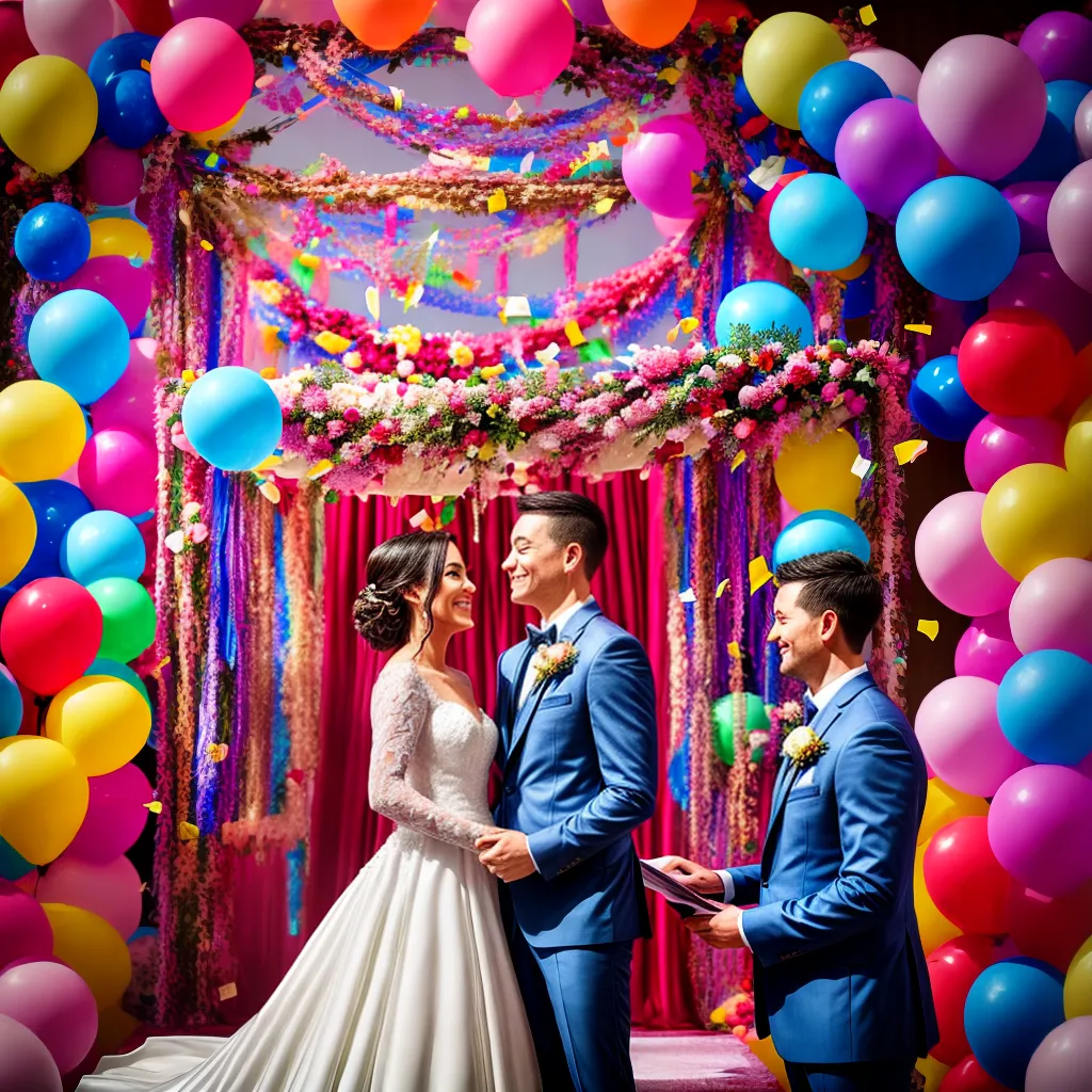 casamento no altar baloes confetes promessas