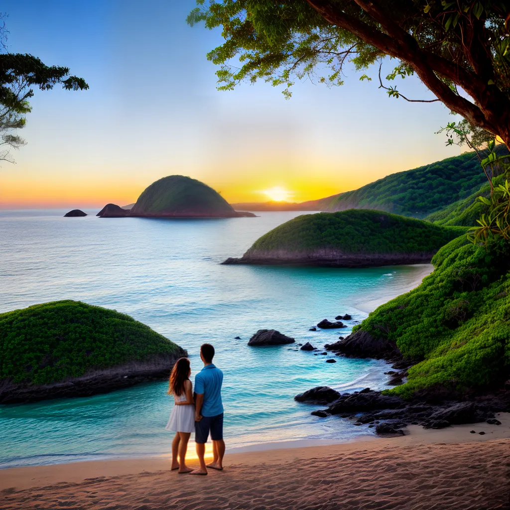 praia por do sol casal natureza brasil
