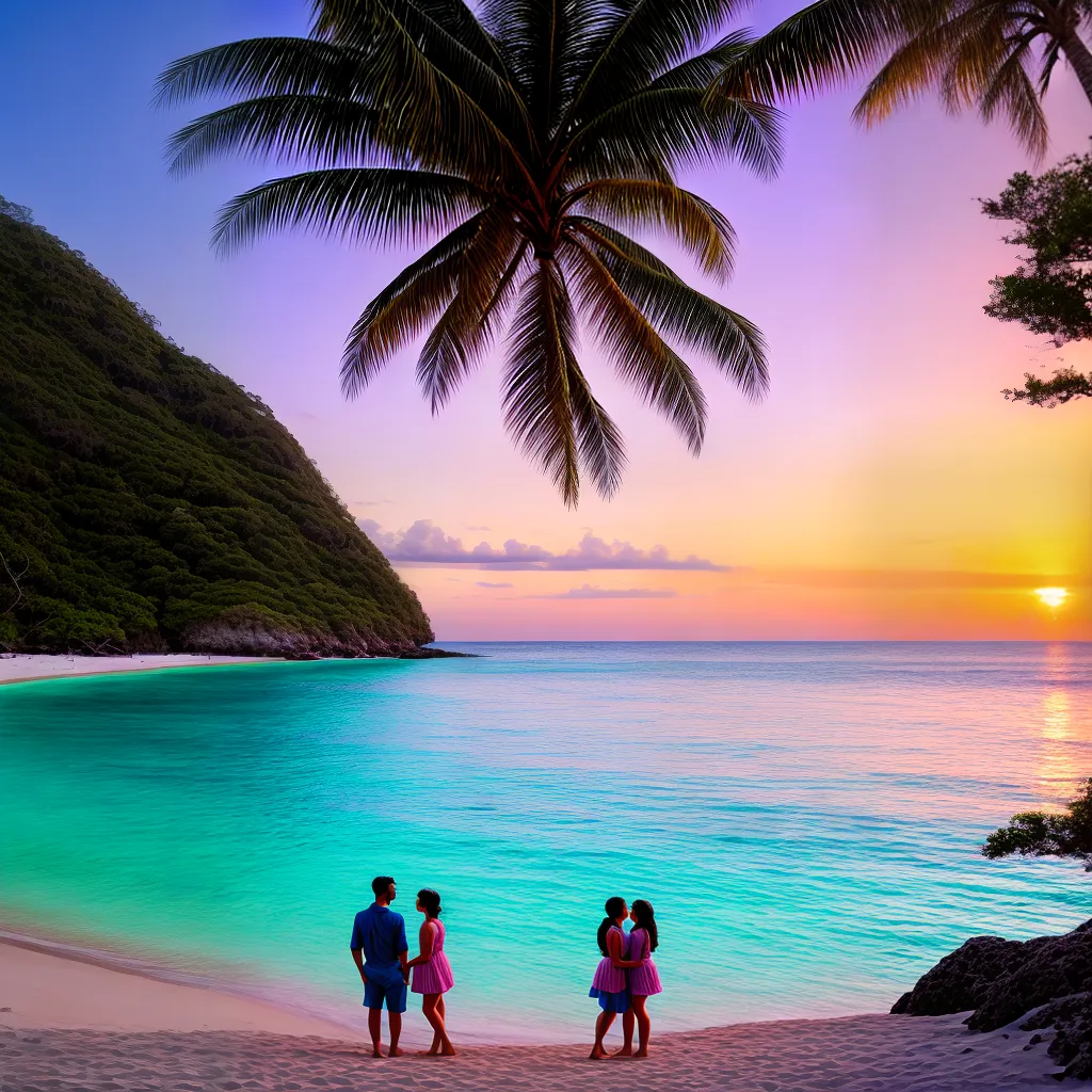 praia paraiso casal por do sol