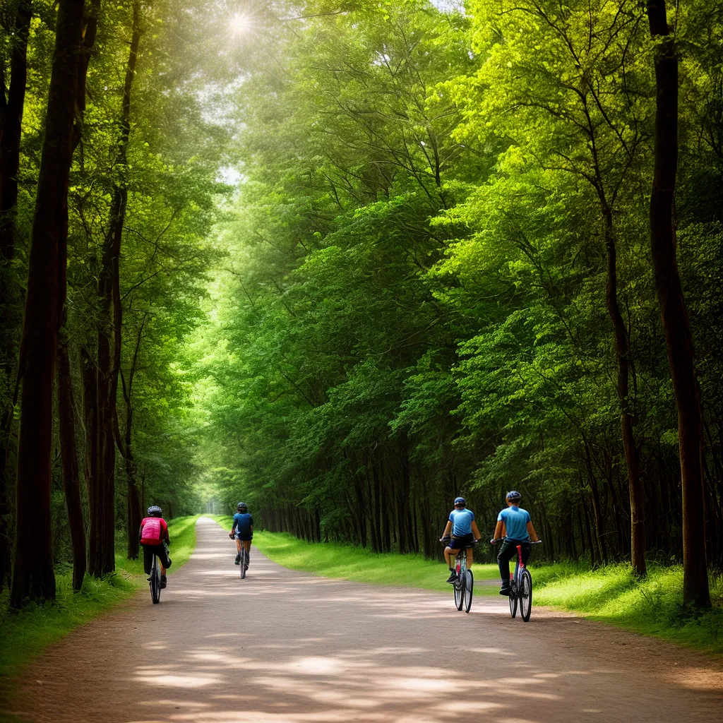 casal bicicleta floresta verde luz sol